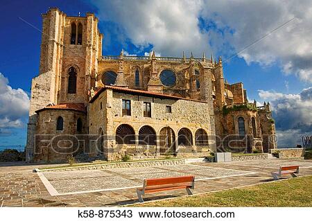 Stock Image - Church of St. Mary of the Assumption in Catro Urdiales, Cantabria, Spain. Fotosearch