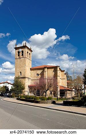 Church of the Arcangel San Miguel, Idiazabal, Goierri, Guipuzcoa, Basque Country, Spain. View Large Photo Image Stock Image - Church of the Arcangel San Miguel, Idiazabal, Goierri, Guipuzcoa, Basque Country, Spain.. Fotosearch