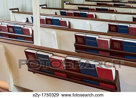 Church pews with prayer books and hymnals. View Large Photo Image Stock Photo - Church pews with prayer books and hymnals.. Fotosearch