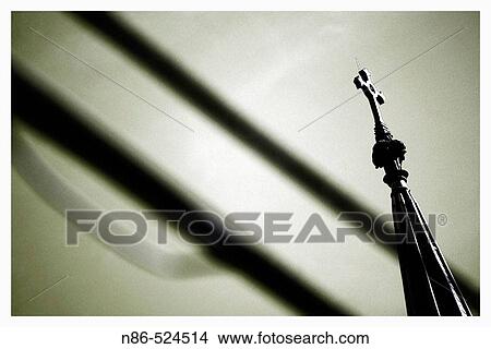 Church steeple and power lines View Large Photo Image Picture - Church steeple and power lines. Fotosearch