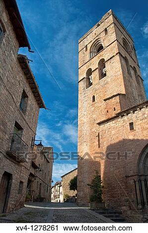 Church tower at Mediaeval Village of Ainsa, Sobrarbe, Huesca, Arag? n Spain Europe View Large Photo Image Stock Image - Church tower at Mediaeval Village of Ainsa, Sobrarbe, Huesca, Arag? n Spain Europe. Fotosearch