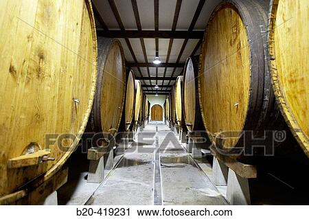 Stock Image - Cider tanks. Cider house, Urnieta, Gipuzkoa, Euskadi. Spain.. Fotosearch