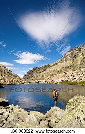 Cinco Lagunas Valley Garganta del Pinar Woman practice mountaineering in the mountains of the Sierra de Gredos National Park Zapardiel de la Ribera? vila Castilla y Le? n Spain View Large Photo Image Stock Image - Cinco Lagunas Valley Garganta del Pinar Woman practice mountaineering in the mountains of the Sierra de Gredos National Park Zapardiel de la Ribera? vila Castilla y Le? n Spain. Fotosearch