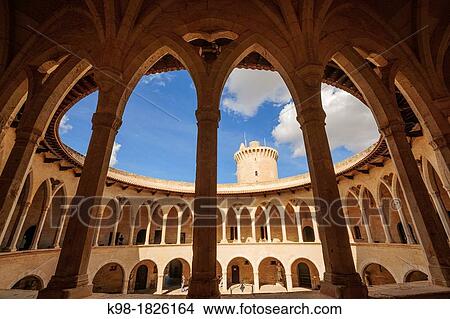 Circular cloister, Bellver Castle, - XIV century -, Palma de Mallorca Mallorca Balearic Islands Spain View Large Photo Image Picture - Circular cloister, Bellver Castle, - XIV century -, Palma de Mallorca Mallorca Balearic Islands Spain. Fotosearch