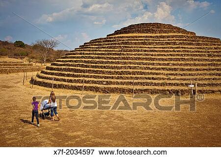 Circular stepped pyramid, Guachimontones archaeological site, near Teuchitlan, Jalisco, Mexico. View Large Photo Image Stock Photo - Circular stepped pyramid, Guachimontones archaeological site, near Teuchitlan, Jalisco, Mexico.. Fotosearch