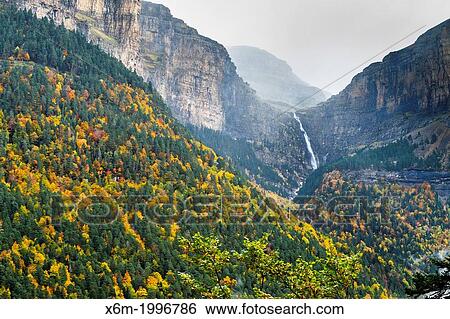 Cirque of Cotatuero and waterfall. View Large Photo Image Stock Photograph - Cirque of Cotatuero and waterfall.. Fotosearch