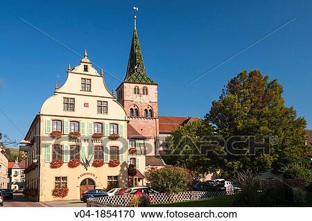 City hall and church Sainte Anne in Turckheim, Alsace, France, Europe View Large Photo Image Stock Image - City hall and church Sainte Anne in Turckheim, Alsace, France, Europe. Fotosearch