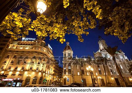 City Hall of Valencia at dusk, Spain View Large Photo Image Stock Image - City Hall of Valencia at dusk, Spain. Fotosearch
