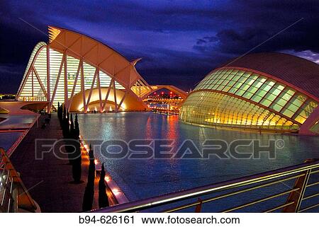 Stock Image - City of Arts and Sciences, by Santiago Calatrava. Valencia. Spain. Fotosearch