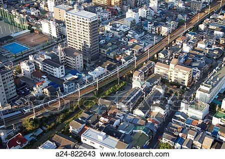 City railroad, Osaka City, Kansai, Japan (October 2008) View Large Photo Image Stock Image - City railroad, Osaka City, Kansai, Japan (October 2008). Fotosearch