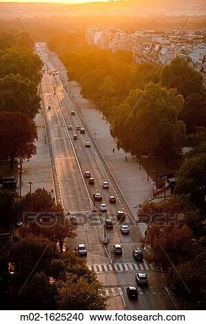 Stock Image - Cityscape at sunset in Paris, Ile de France, France, Paris. Fotosearch