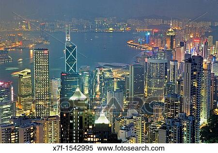 Stock Photography - Cityscape from the Peak, Hong Kong, China. Fotosearch