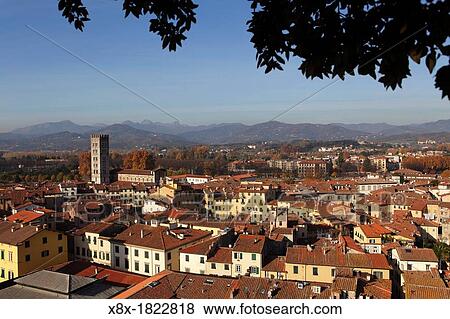 Cityscape of Lucca from Guinigi Tower, Lucca, Tuscany, Italy View Large Photo Image Stock Photo - Cityscape of Lucca from Guinigi Tower, Lucca, Tuscany, Italy. Fotosearch