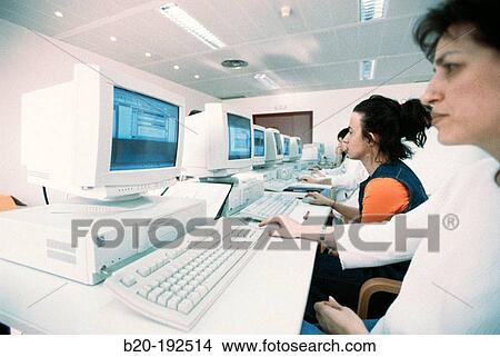 Classroom of computers, training at hospital View Large Photo Image Picture - Classroom of computers, training at hospital. Fotosearch