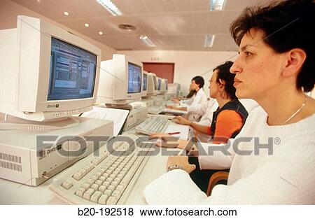 Classroom of computers, training at hospital View Large Photo Image Stock Photo - Classroom of computers, training at hospital. Fotosearch