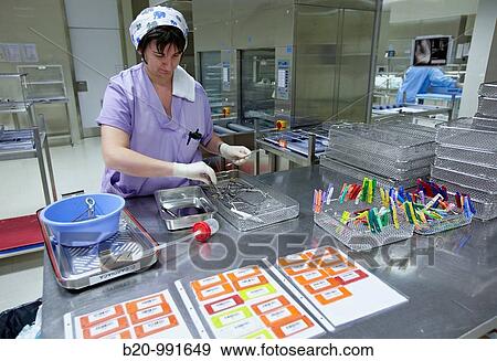 Cleaning surgical instruments, sterilization. Hospital Policlinica Gipuzkoa, San Sebastian, Donostia, Euskadi, Spain View Large Photo Image Stock Photo - Cleaning surgical instruments, sterilization. Hospital Policlinica Gipuzkoa, San Sebastian, Donostia, Euskadi, Spain. Fotosearch