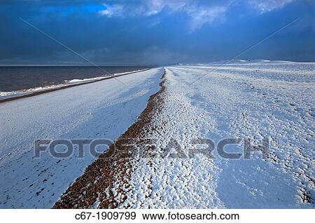 Cley Beach Norfolk in Winter snow View Large Photo Image Stock Photo - Cley Beach Norfolk in Winter snow. Fotosearch