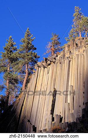 Cliff and blocks of columnar basalt at Devils Postpile, Devils Postpile National Monument, California USA. View Large Photo Image Stock Photo - Cliff and blocks of columnar basalt at Devils Postpile, Devils Postpile National Monument, California USA.. Fotosearch