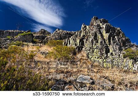 Stock Image - Cliffs in the Granero peak Sierra Norte Guadalajara Castilla la Mancha Spain. Fotosearch