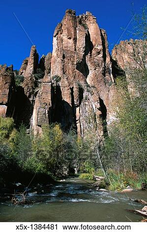 Cliffs over the Gila River in the Gila wilderness area in New Mexico, USA View Large Photo Image Stock Image - Cliffs over the Gila River in the Gila wilderness area in New Mexico, USA. Fotosearch