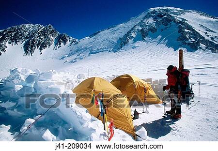 Climber at camp. Denali National Park. Alaska. USA View Large Photo Image Picture - Climber at camp. Denali National Park. Alaska. USA. Fotosearch