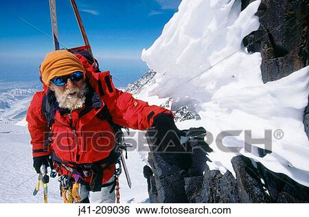 Climber at Denali Pass. Denali National Park. Alaska. USA View Large Photo Image Stock Photograph - Climber at Denali Pass. Denali National Park. Alaska. USA. Fotosearch