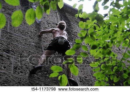 Climbing wall in an exercise View Large Photo Image Stock Photo - Climbing wall in an exercise. Fotosearch