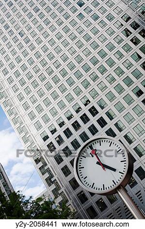 Clock and building at Canary Wharf, London, England, UK View Large Photo Image Stock Image - Clock and building at Canary Wharf, London, England, UK. Fotosearch