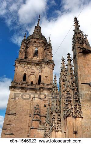 Clock tower horologia of New Cathedral Catedral Nueva, Salamanca, Castile and Leon, Spain View Large Photo Image Stock Image - Clock tower horologia of New Cathedral Catedral Nueva, Salamanca, Castile and Leon, Spain. Fotosearch