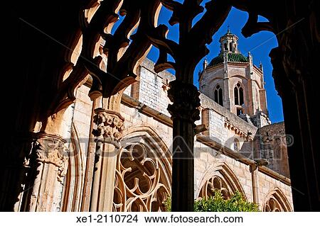 Cloister, bell tower, Monastery of Santes Creus, Catalonia, Spain View Large Photo Image Picture - Cloister, bell tower, Monastery of Santes Creus, Catalonia, Spain. Fotosearch