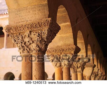 Stock Image - Cloister Capitals Sto Domingo de Silos Monastery Burgos Spain. Fotosearch
