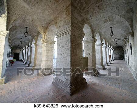 Stock Photograph - Cloister. Compa? a de Jesus. Arequipa, Per.. Fotosearch