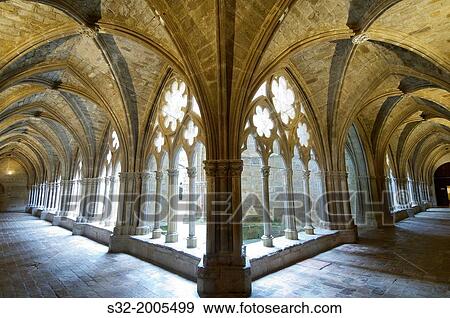 Cloister in cistercian Veruela Monastery, Saragossa, Aragon, Spain. View Large Photo Image Stock Photo - Cloister in cistercian Veruela Monastery, Saragossa, Aragon, Spain.. Fotosearch