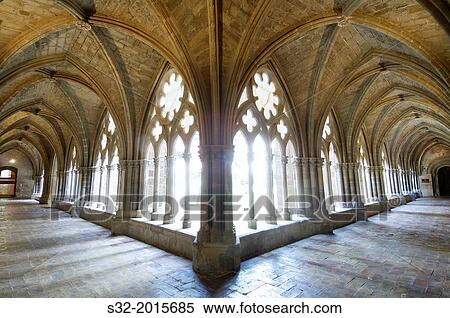 Cloister in cistercian Veruela Monastery, Saragossa, Aragon, Spain. View Large Photo Image Stock Photography - Cloister in cistercian Veruela Monastery, Saragossa, Aragon, Spain.. Fotosearch