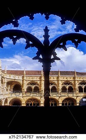 Stock Photo - Cloister, Jeronimos monastery, Belem, Lisbon, Portugal.. Fotosearch