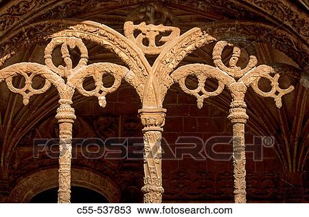 Stock Image - Cloister of Monastery of the Hieronymites, Lisbon. Portugal. Fotosearch