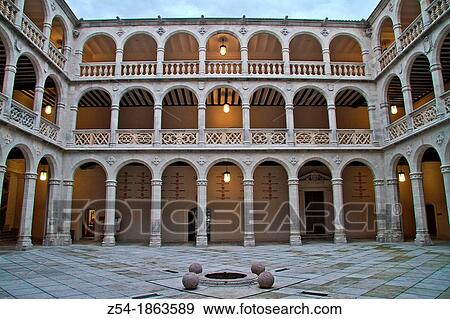 Cloister of Palacio de Santa Cruz, Renaissance architecture, Valladolid, Castille and Le? n, Spain View Large Photo Image Stock Photo - Cloister of Palacio de Santa Cruz, Renaissance architecture, Valladolid, Castille and Le? n, Spain. Fotosearch