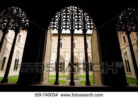 Cloister of Santa Maria la Real monastery, Najera. La Rioja, Spain View Large Photo Image Picture - Cloister of Santa Maria la Real monastery, Najera. La Rioja, Spain. Fotosearch