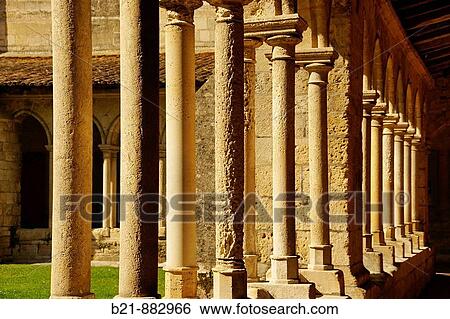 Cloister of the collegiate church (12th century), Saint-Emilion, Gironde, Aquitaine, France View Large Photo Image Stock Photograph - Cloister of the collegiate church (12th century), Saint-Emilion, Gironde, Aquitaine, France. Fotosearch