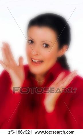 Close up abstract of attractive businesswoman in red showing lots of emotion of happiness joy energy and sales success View Large Photo Image Stock Image - Close up abstract of attractive businesswoman in red showing lots of emotion of happiness joy energy and sales success. Fotosearch