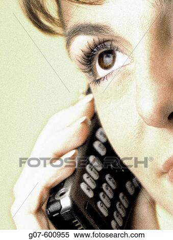 close up head shot portrait of woman on mobile wireless phone View Large Photo Image Stock Photography - close up head shot portrait of woman on mobile wireless phone. Fotosearch