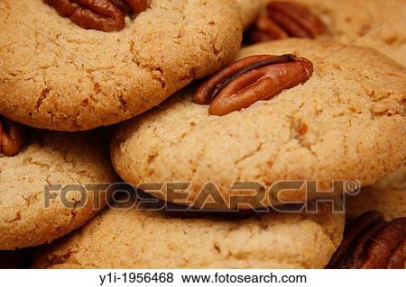 close up image of pecan nut cookies. View Large Photo Image Stock Photo - close up image of pecan nut cookies.. Fotosearch
