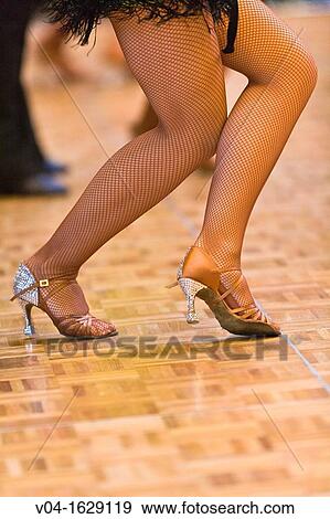 Stock Photo - Close up of a female dancer's legs at a dancing competition, Germany, Europe. Fotosearch