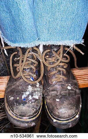 Close-up of a pair of workboots View Large Photo Image Stock Image - Close-up of a pair of workboots. Fotosearch
