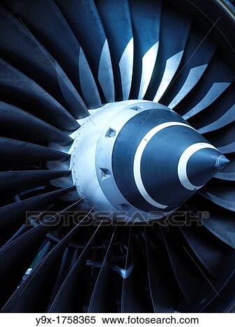 Stock Photography - Close up of a turbine from a commercial aircraft at a maintenance facility in the SIA Engineering Company in Singapore. Fotosearch