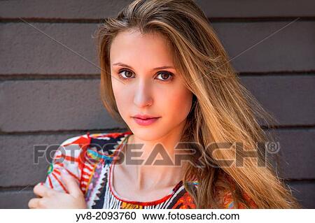 Stock Image - Close-up of a young blonde woman.. Fotosearch