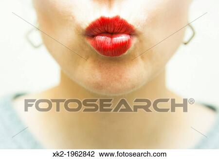 Close up of girl's red lips kiss View Large Photo Image Stock Image - Close up of girl's red lips kiss. Fotosearch