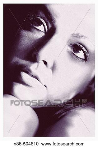Close-up of model's face View Large Photo Image Stock Image - Close-up of model's face. Fotosearch