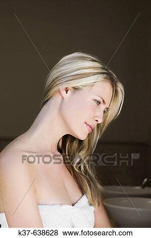 Close up of neck & profile of young woman with long blonde hair. View Large Photo Image Stock Photo - Close up of neck & profile of young woman with long blonde hair.. Fotosearch