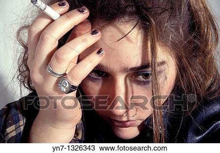close up of punk girl looking disconsolate View Large Photo Image Stock Image - close up of punk girl looking disconsolate. Fotosearch